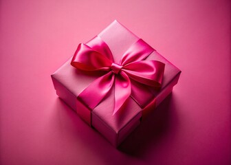 Fototapeta premium Elegant Pink Gift Box with Red Ribbon - Festive Celebration Present