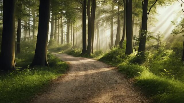 Take scenic drive winding road surrounded lush forest emphasizing beauty sustainable natural resources