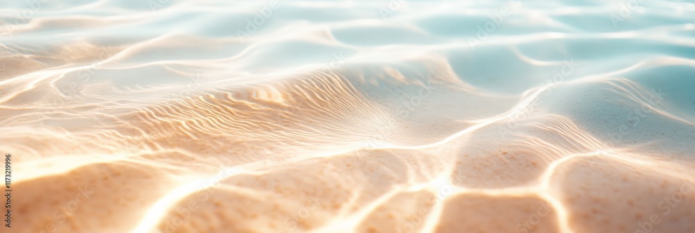 Poster Sunlight filters through the rippling water, creating mesmerizing patterns on the sandy seabed, evoking a sense of tranquility and the beauty of nature's interplay of light and water