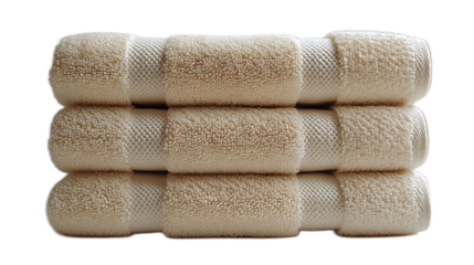 Soft and Luxurious Cream Towels: Indulge in the comfort of plush, cream-colored towels, meticulously folded and ready to enhance your bathroom experience.  