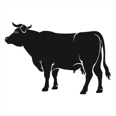 Beautiful Cow silhouette vector art work with white background