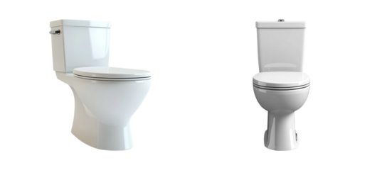 Two Modern Toilet Designs on Transparent Background