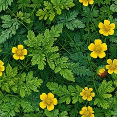 Medicinal plant Silverweed (Potentilla anserine or Argentina anserina) on a white background. Used in herbal medicine, bee plant
