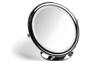 Outline of a travel mirror with LED lighting on a white background