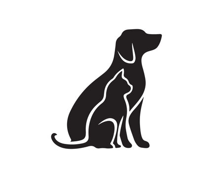 logo featuring the silhouette of a dog and a cat sitting side by side