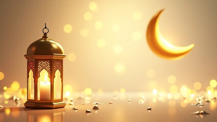 Obraz premium Eid Mubarak Celebration with Golden Lantern