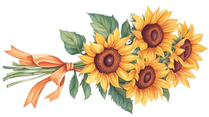 Watercolor Sunflower Bouquet Illustration