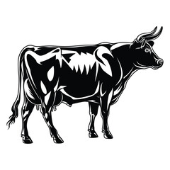 Beautiful Cow silhouette vector art work with white background