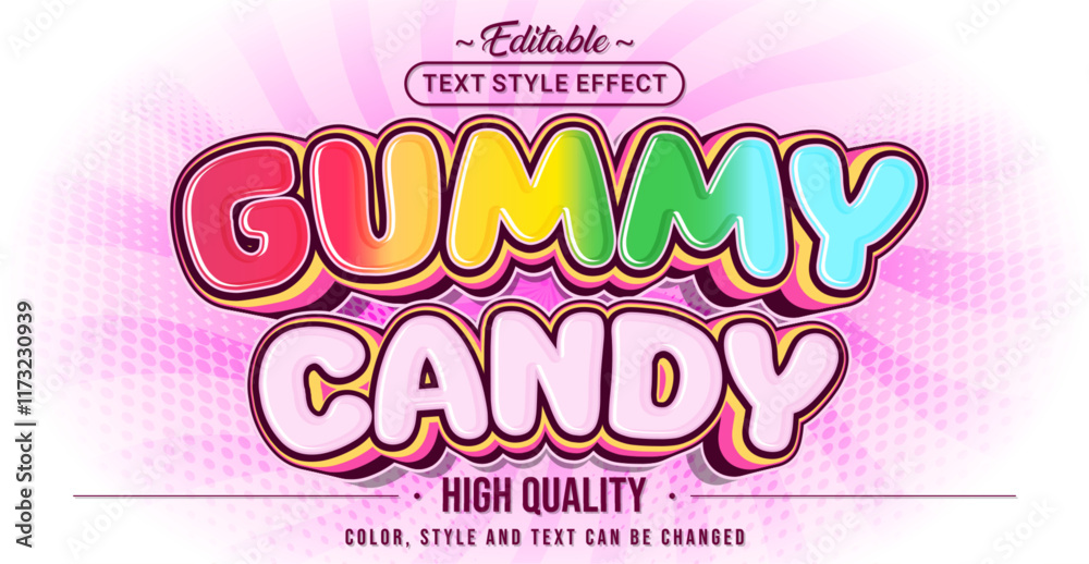 Aufkleber editable text style effect - gummy candy text style theme.