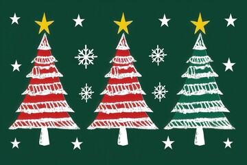 Obraz premium Festive christmas trees holiday celebration digital illustration cheerful environment colorful viewpoint seasonal spirit
