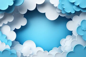 Fototapeta premium Dynamic cloudscape artwork digital creation blue and white palette abstract environment aerial view modern design