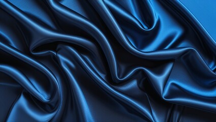 Obraz premium Abstract Blue and Black Background with Flowing Blue Silk-like Swirls, Creating a Smooth, Elegant Texture and Depth for a Mystical and Sophisticated Visual Effect