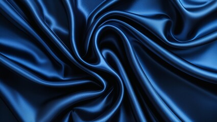 Obraz premium Abstract Blue and Black Background with Flowing Blue Silk-like Swirls, Creating a Smooth, Elegant Texture and Depth for a Mystical and Sophisticated Visual Effect