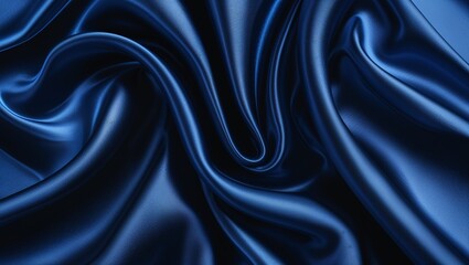 Obraz premium Abstract Blue and Black Background with Flowing Blue Silk-like Swirls, Creating a Smooth, Elegant Texture and Depth for a Mystical and Sophisticated Visual Effect