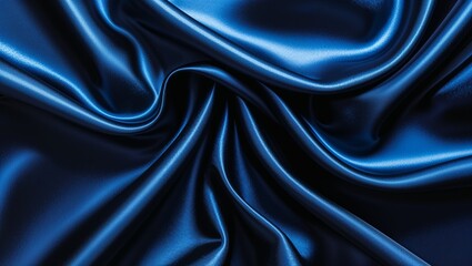 Fototapeta premium Abstract Blue and Black Background with Flowing Blue Silk-like Swirls, Creating a Smooth, Elegant Texture and Depth for a Mystical and Sophisticated Visual Effect