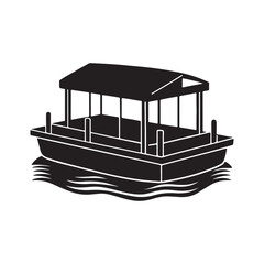 pontoon silhouette, black and white silhouette, vector and illustration