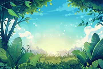 Lush Green Foliage Framing a Sunny Sky