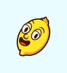 Cheerful Cartoon Lemon Character - Playful Hand-Drawn Vector Design