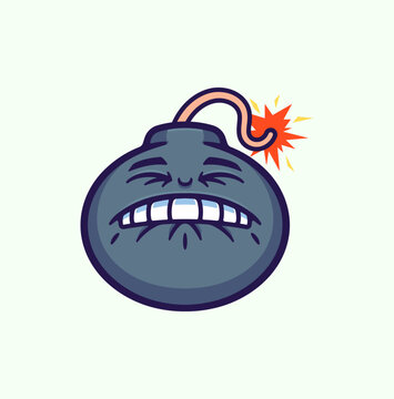 Whimsical Cartoon Bomb with a Smile - Unique Hand-Drawn Vector Artwork
