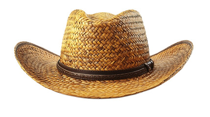 Straw Cowboy Hat: A classic, stylish straw cowboy hat with a brown leather band. Perfect for summer, country, western, or rodeo themes.