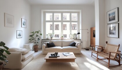 Fototapeta premium Scandinavian Living Room Interior Design Cozy Home Decor