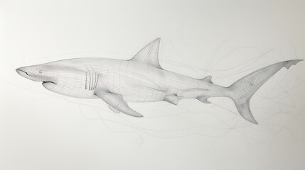 Fototapeta premium swimming shark outline with dorsal fin