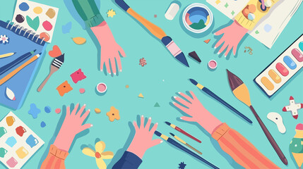 Creative Kids Arts and Crafts Class Advertisement Design Background