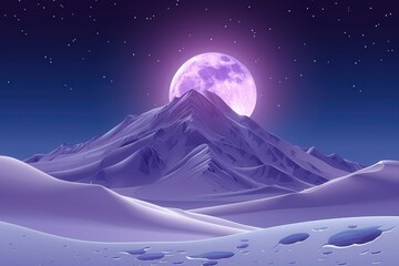 Celestial mountain scene winter landscape digital art night sky serene view mystical atmosphere