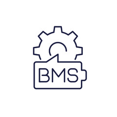 BMS icon, battery management system line vector