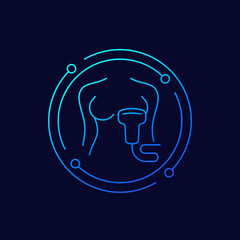 breast ultrasound icon, linear design