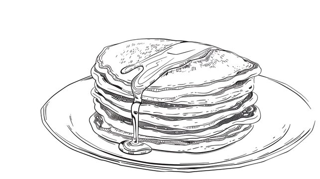 recommend clip art: stack of pancakes outline with syrup dripping down