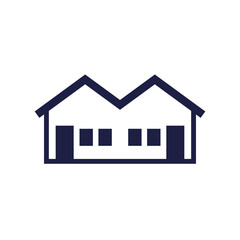 duplex, two family house icon on white