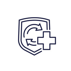 insurance renewal icon, renew health coverage line vector