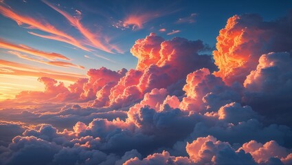 Dramatic High-Contrast Sky Background with Bold Clouds, Deep Hues, and Striking Light Play, Creating a Powerful and Dynamic Visual Impact