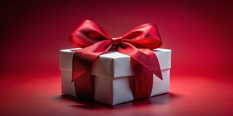 Obraz premium Festive Red Gift Box Double Exposure Stock Photo - Bold Background