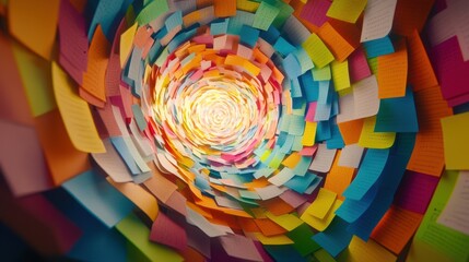 Obraz premium Colorful Spiral of Sticky Notes in Creative Office