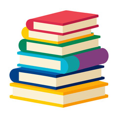 Colorful Books Vector Illustration Isolated on Transparent Background