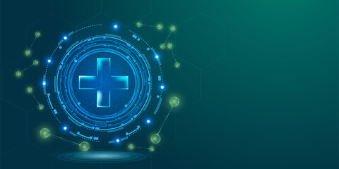 Vector medical research and technology background blue and green.