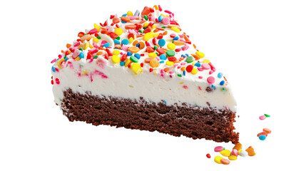 slice of birthday cake isolated on white transparent background