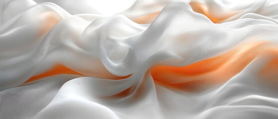White and orange silk fabric texture.