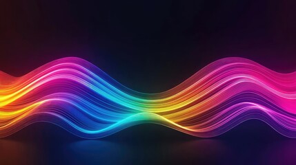 Waves abstract background concept. Vibrant abstract wave patterns in bright colors on a dark background.