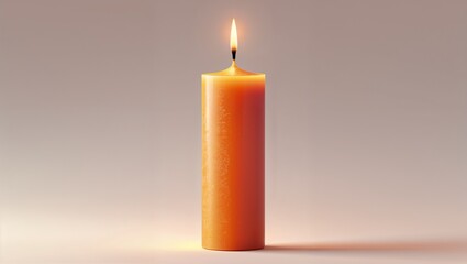 Highly Detailed Vibrant Orange Candle with Intricate Wax Patterns, Soft Flickering Flame, and a Warm Glow, Creating a Cozy and Inviting Atmosphere