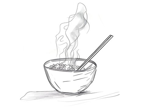recommend clip art: steaming rice bowl outline with chopsticks
