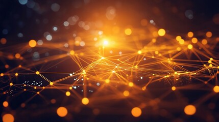 Abstract Digital Circuit Board Design with Glowing Connections