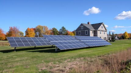 Obraz premium solar panels on the field