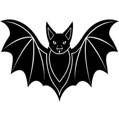 Cute Silhouette of a Bat line art vector cartoon illustration