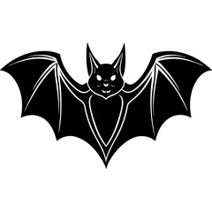 Cute Silhouette of a Bat line art vector cartoon illustration