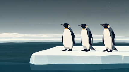 Obraz premium Emperor penguins standing on ice floe in antarctica