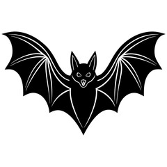 Cute Silhouette of a Bat line art vector cartoon illustration