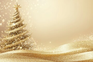 Sparkling christmas tree celebration festive decor glittering gold background holiday spirit enchanting atmosphere